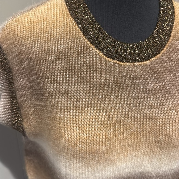 Marled gradient shades of brown Brown Spacedye sweater knit vest. Sparkle edge. - Picture 3 of 5